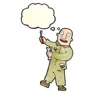 cartoon mechanic with thought bubble N4