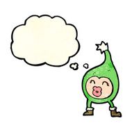 cartoon funny christmas creature with thought bubble N4