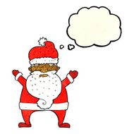 cartoon ugly santa claus with thought bubble N2
