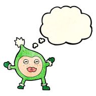 cartoon funny christmas creature with thought bubble N6