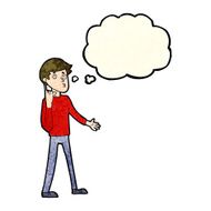 cartoon man asking question with thought bubble N13