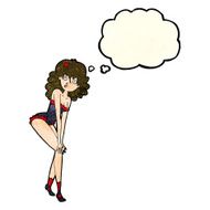 cartoon woman in lingerie with thought bubble N14