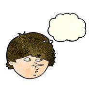 cartoon suspicious man with thought bubble N13