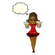 cartoon beer festival girl with thought bubble N4
