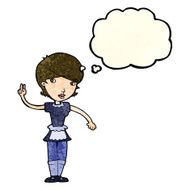 cartoon waitress taking order with thought bubble N6