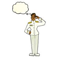 cartoon military man in dress uniform with thought bubble N4