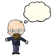 cartoon genius scientist with thought bubble N3