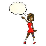 cartoon woman with tattoos thought bubble N4