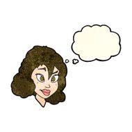 cartoon pretty woman with thought bubble N72