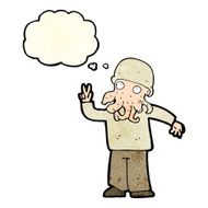 cartoon cool alien with thought bubble N3
