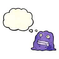cartoon slime creature with thought bubble N3