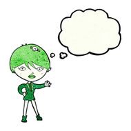 cartoon vampire girl with thought bubble N65