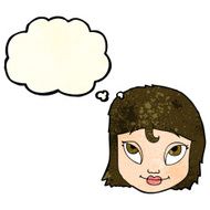 cartoon woman smiling with thought bubble N4