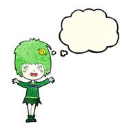 cartoon happy vampire girl with thought bubble N12