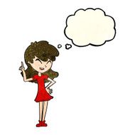cartoon girl making point with thought bubble N3