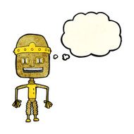 funny cartoon robot with thought bubble N13