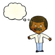 cartoon mustache man with open arms thought bubble N4
