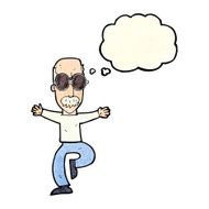 cartoon old man wearing big glasses with thought bubble N4
