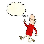 cartoon bald man with idea thought bubble N6