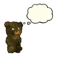 cartoon black bear cub with thought bubble N21