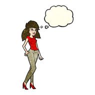 cartoon pretty woman with thought bubble N73