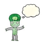funny cartoon robot with thought bubble N14