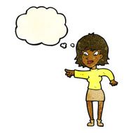 cartoon woman pointing with thought bubble N57