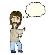 cartoon mustache man with thought bubble N4