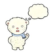 cartoon polar bear wearing scarf with thought bubble N4