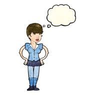 cartoon woman with hands on hips thought bubble N63