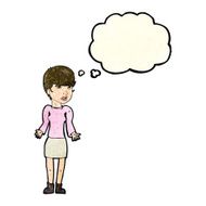 cartoon confused woman with thought bubble N23