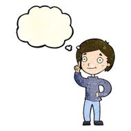 cartoon boy with idea thought bubble N28