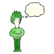 cartoon vampire man with thought bubble N35