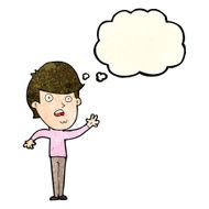 cartoon unhappy boy with thought bubble N15