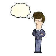 cartoon annoyed man with thought bubble N22