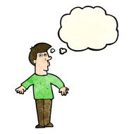 cartoon surprised man with thought bubble N27