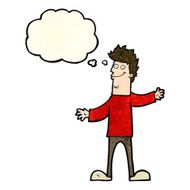 cartoon happy man with thought bubble N128
