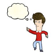 cartoon man pointing with thought bubble N54