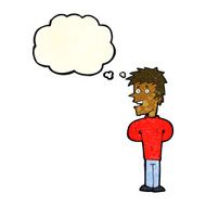 cartoon happy man with thought bubble N129
