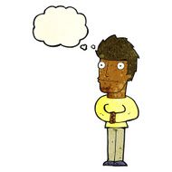 cartoon worried man with thought bubble N29