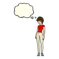 cartoon modern attractive woman with thought bubble N3