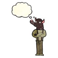 cartoon friendly werewolf with thought bubble N2