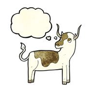 cartoon cow with thought bubble N11