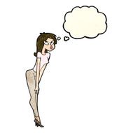 cartoon attractive girl with thought bubble N5