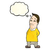 cartoon friendly man with thought bubble N6
