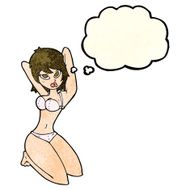 cartoon sexy woman posing with thought bubble N3