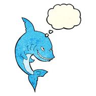 funny cartoon shark with thought bubble N10