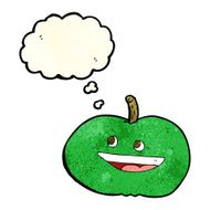 cartoon happy apple with thought bubble N3