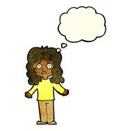 cartoon worried woman with thought bubble N23