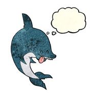 funny cartoon shark with thought bubble N11